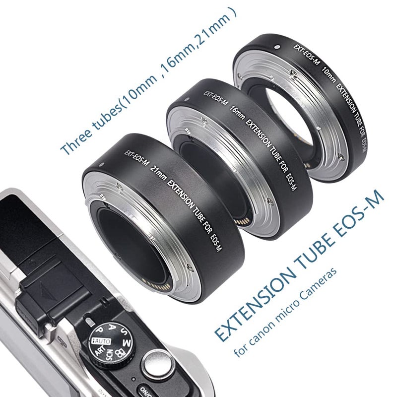 Mcoplus Metal Auto Focus Macro Extension Tube Set for EOS EF-M Monut M6 M2 M3 M5 M50 M100 M200 Cameras - Image 2